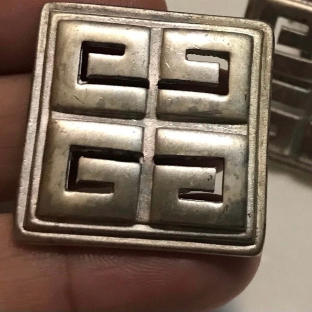 Vintage Statement Givenchy Silver Tone Large Logo… - image 1